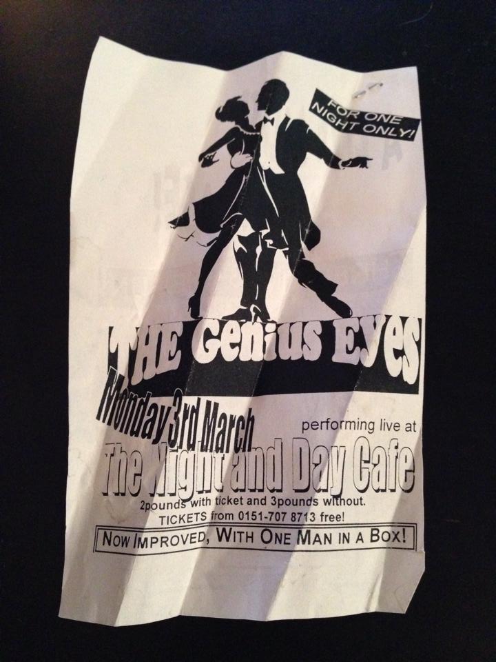 A flyer for a gig, showing two people ball dancing