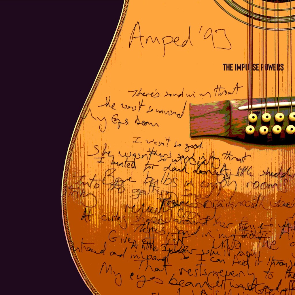 The cover for the amped 93 album, showing a close up a guitar